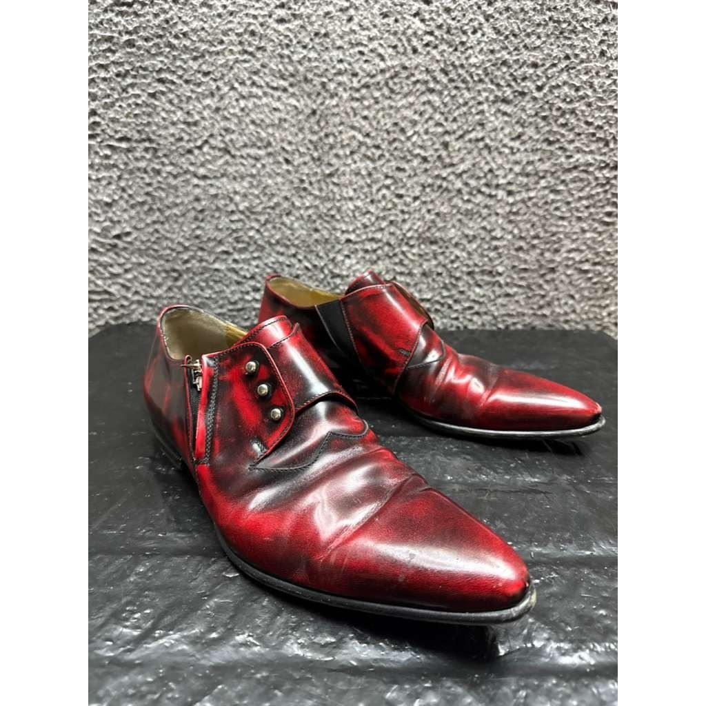 Cesare Paciotti Studded Leather Pointed Toe Dress Shoes Red Mens Size 8 Us